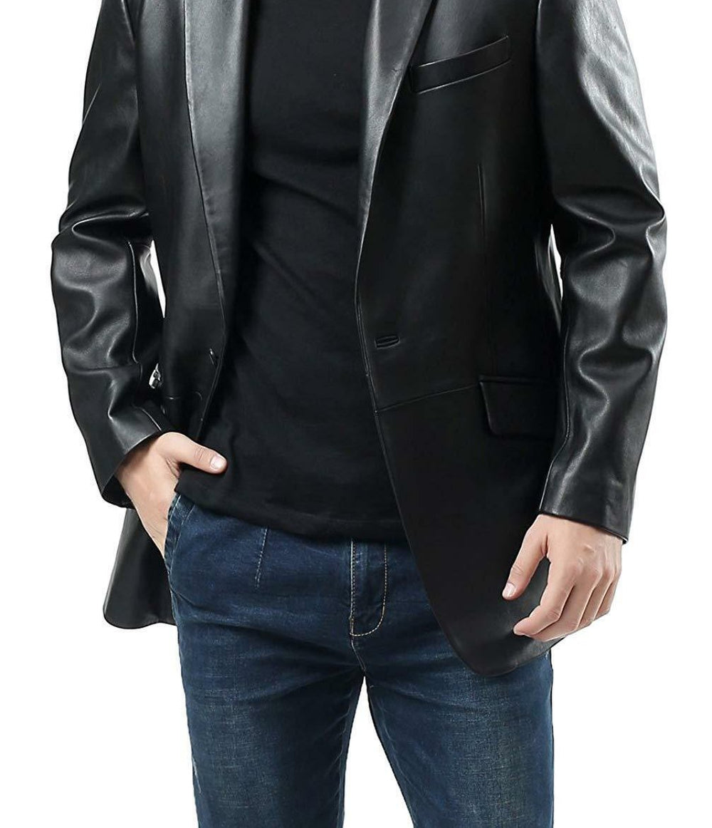 Taj Bespoke VINTAGE TIN LEATHER BLAZER