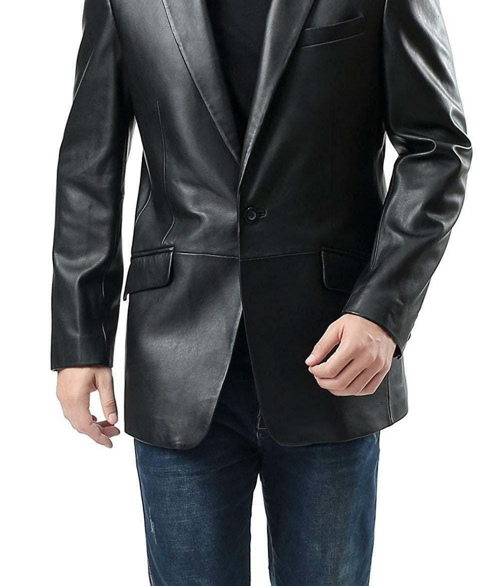 Taj Bespoke VINTAGE TIN LEATHER BLAZER