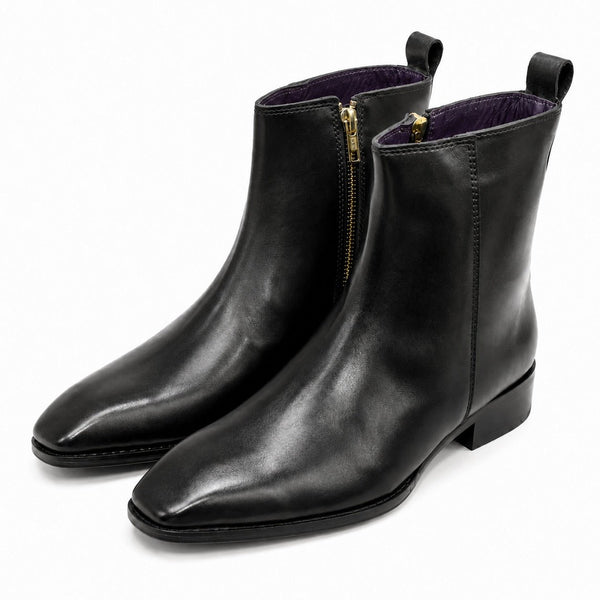 Taj Handcrafted Regent Genuine Leather Zip Boots