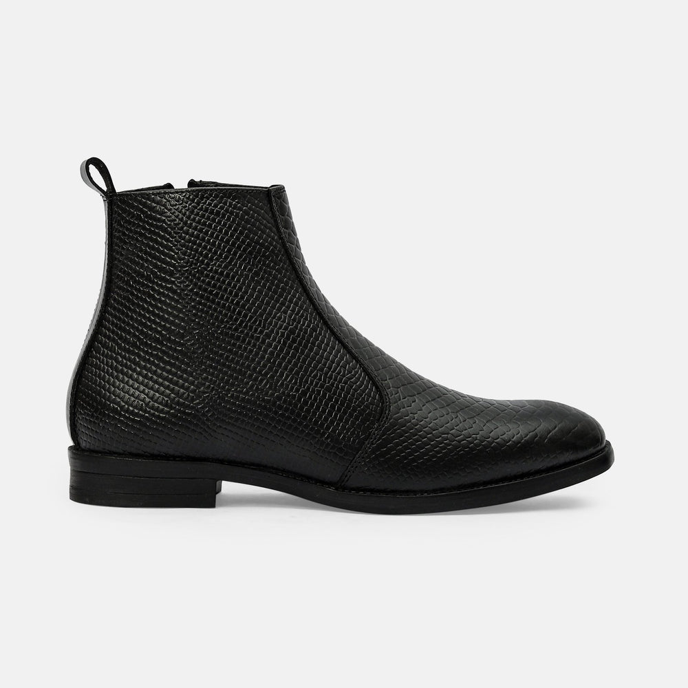 Taj Handcrafted Textured Leather Chelsea Boots