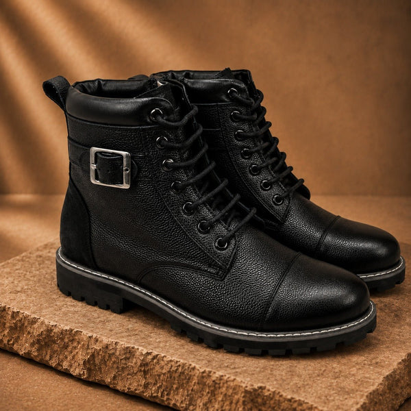 Taj Handcrafted Titan Genuine Leather Buckle Boots