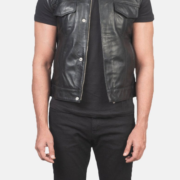 Taj Signature Atlas Moto Leather Vest Leather Jacket