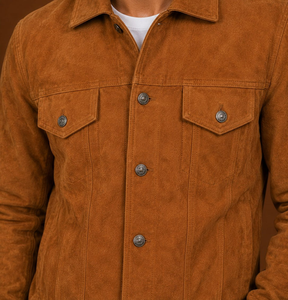 Taj Signature Avor Tan Brown Suede Leather Jacket