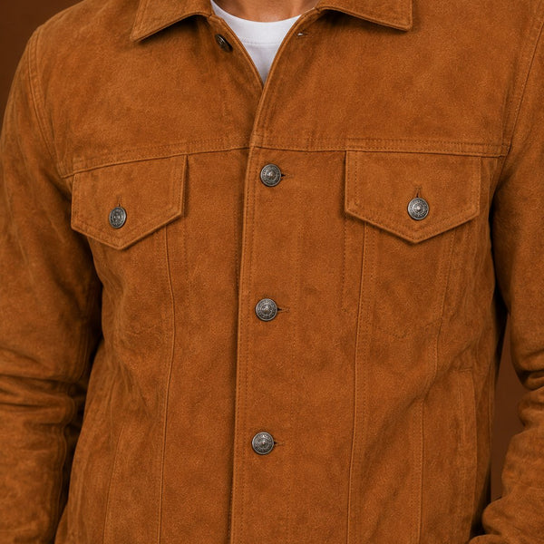 Taj Signature Avor Tan Brown Suede Leather Jacket