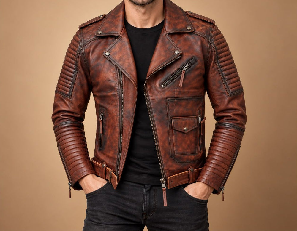 Taj Signature Blaq Motorcycle Leather Biker Jacket Leather Jacket