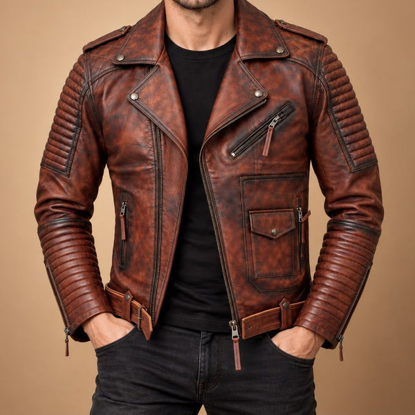 Taj Signature Blaq Motorcycle Leather Biker Jacket Leather Jacket