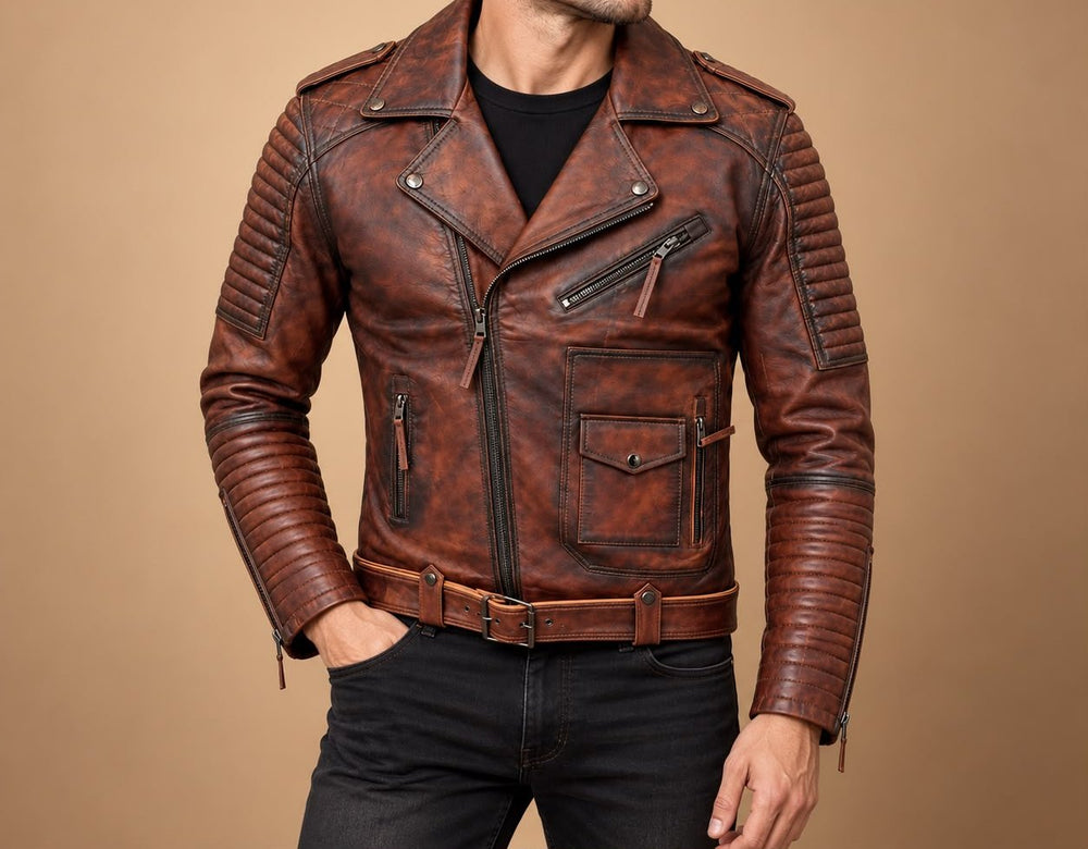 Taj Signature Blaq Motorcycle Leather Biker Jacket Leather Jacket