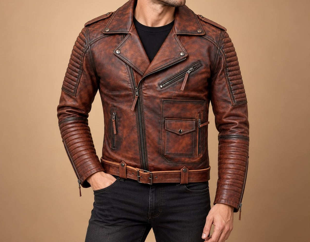Taj Signature Blaq Motorcycle Leather Biker Jacket Leather Jacket