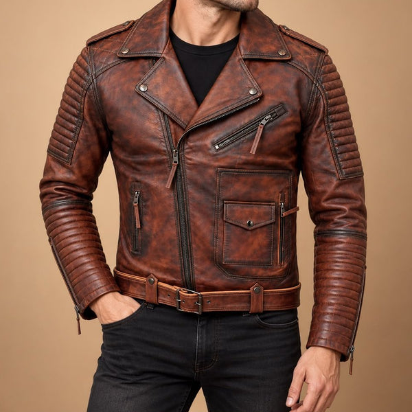 Taj Signature Blaq Motorcycle Leather Biker Jacket Leather Jacket