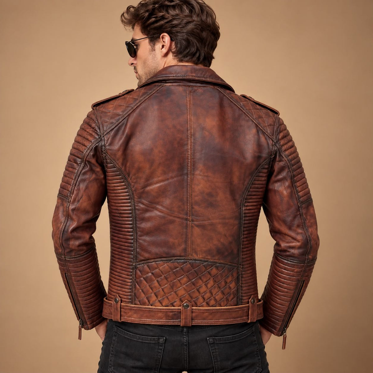 Taj Signature Blaq Motorcycle Leather Biker Jacket Leather Jacket