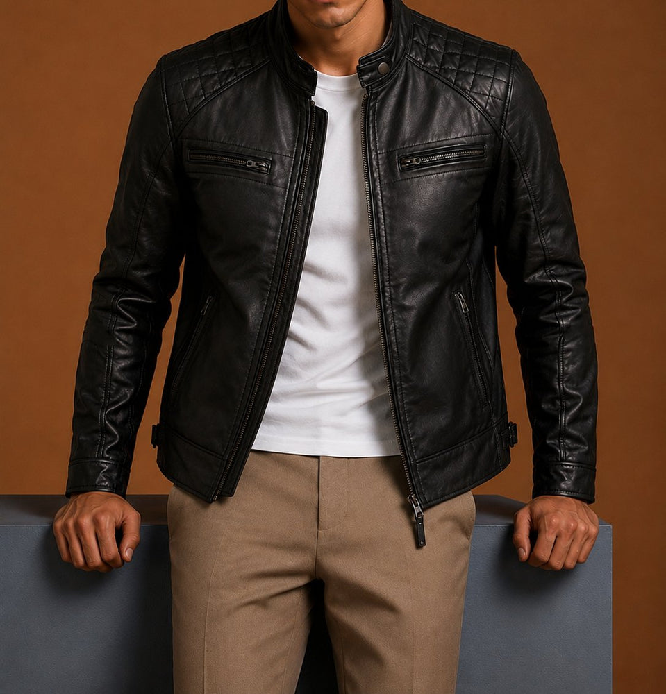 Taj Signature Bomter Biker Leather Jacket