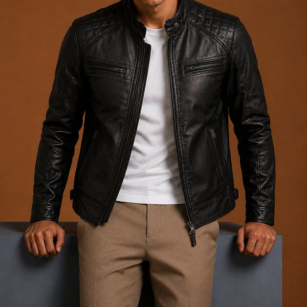 Taj Signature Bomter Biker Leather Jacket