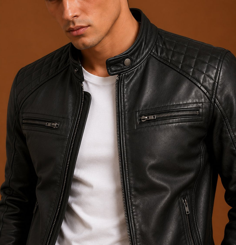 Taj Signature Bomter Biker Leather Jacket