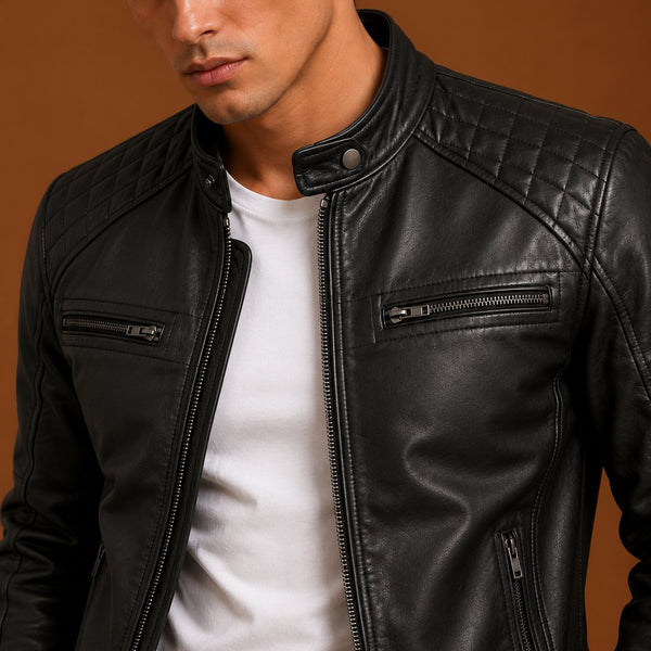 Taj Signature Bomter Biker Leather Jacket