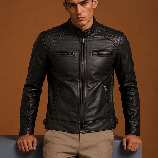 Taj Signature Bomter Biker Leather Jacket