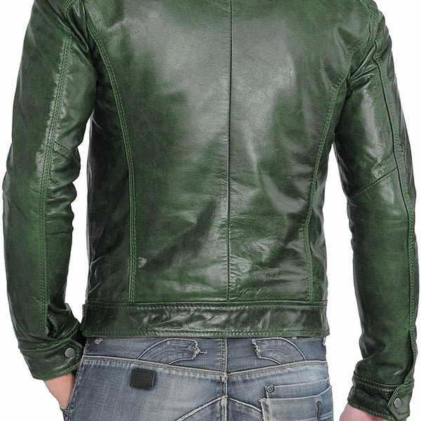 Taj Signature Bumper Green Leather Jacket