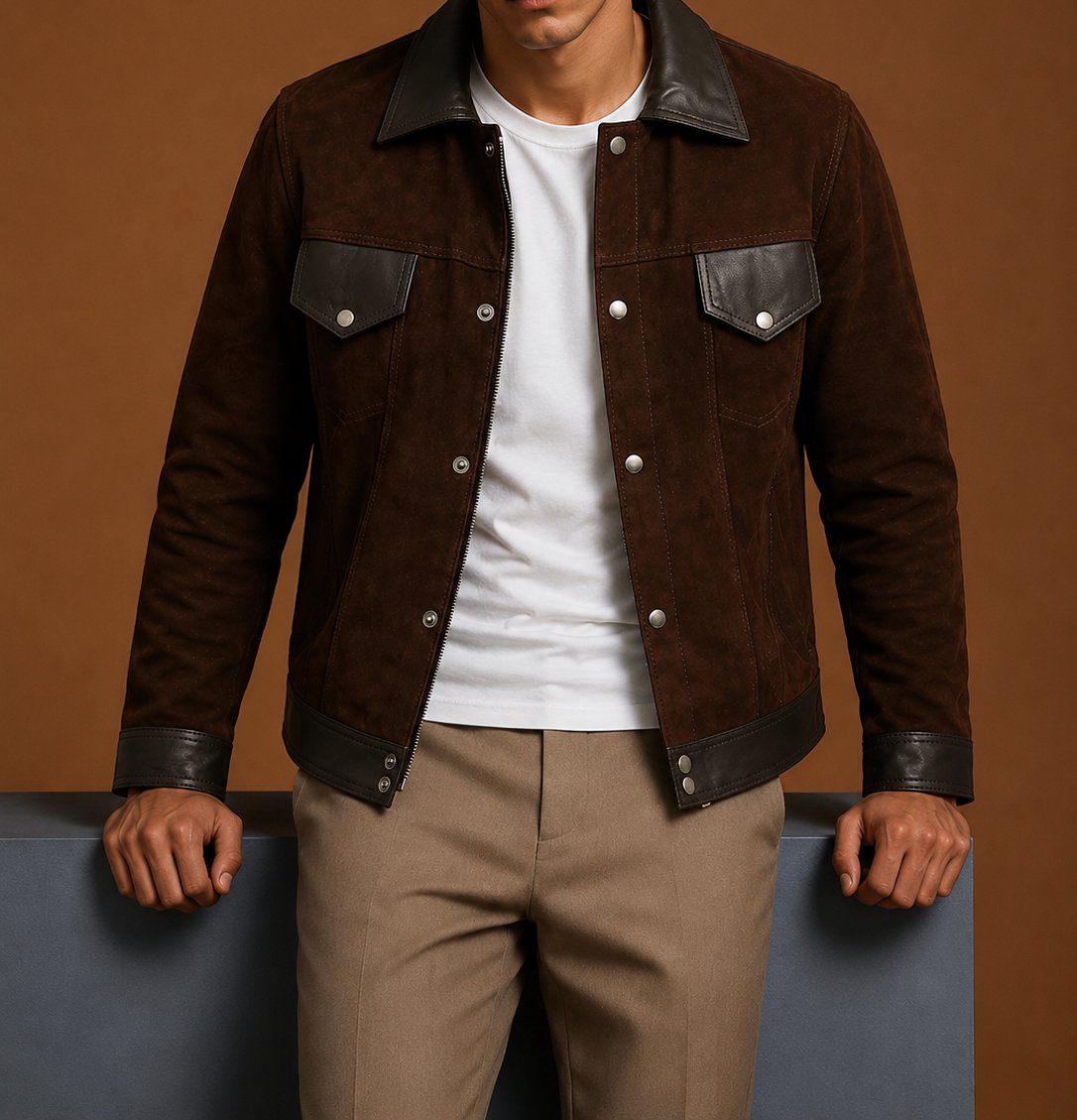 Taj Signature Cantras Suede Leather Biker Jacket Leather Jacket