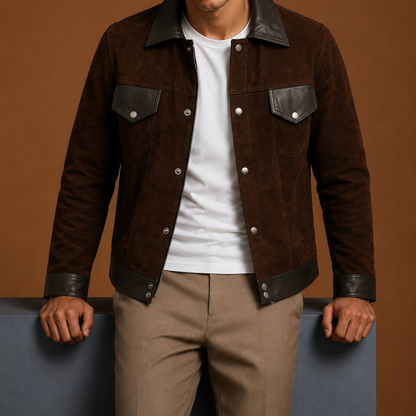 Taj Signature Cantras Suede Leather Biker Jacket Leather Jacket