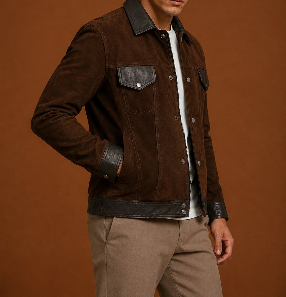 Taj Signature Cantras Suede Leather Biker Jacket Leather Jacket