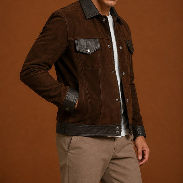 Taj Signature Cantras Suede Leather Biker Jacket Leather Jacket