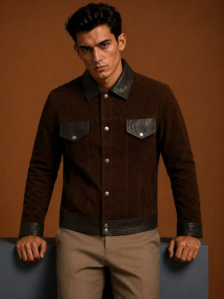 Taj Signature Cantras Suede Leather Biker Jacket Leather Jacket
