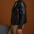 Taj Signature Cobra Biker Leather Jacket
