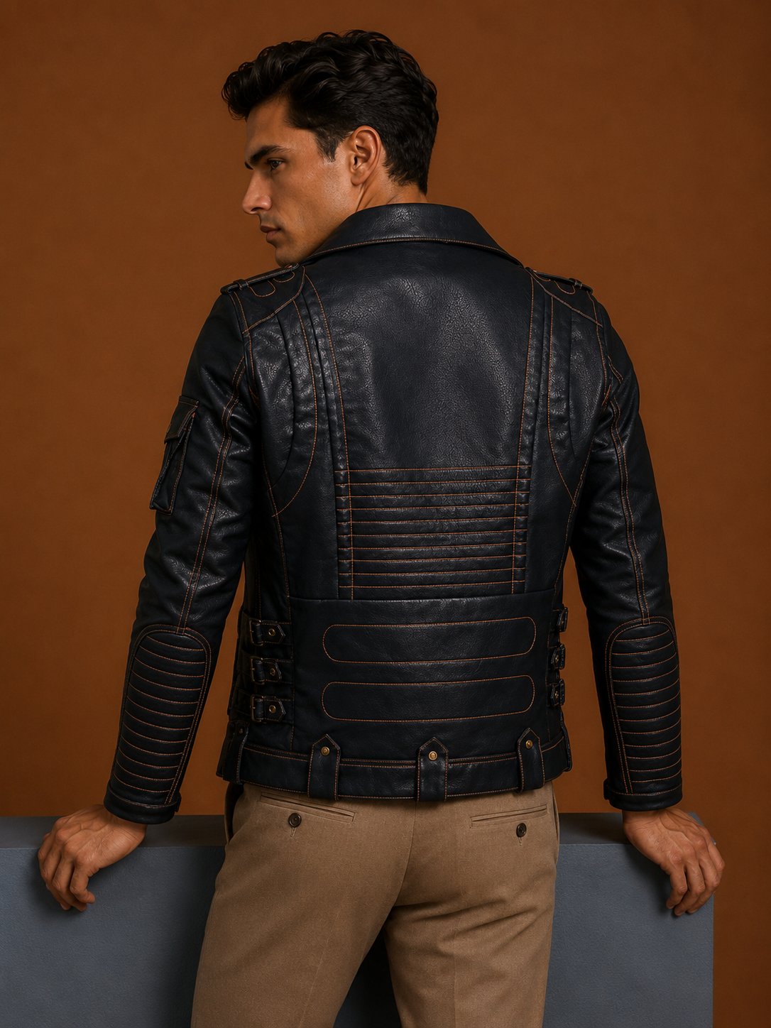 Taj Signature Cobra Biker Leather Jacket