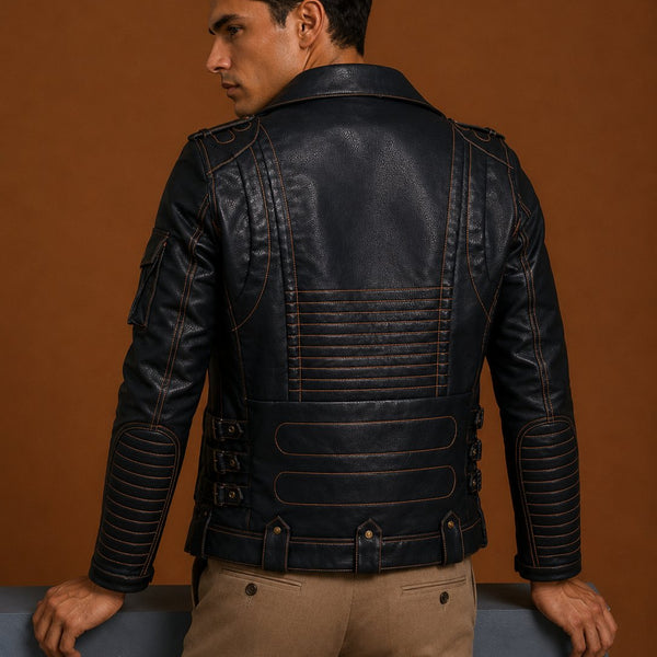 Taj Signature Cobra Biker Leather Jacket