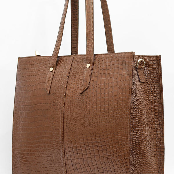 Taj Signature Croc Satchel Leather Ladies Handbag