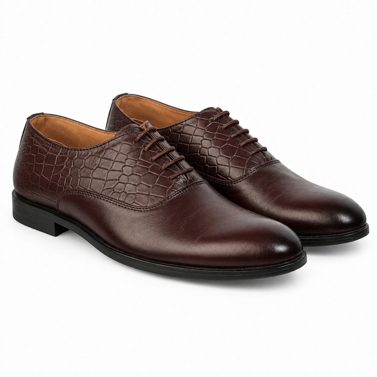 Taj Signature Croco Pattern Leather Formal Shoes