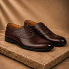 Taj Signature Croco Pattern Leather Formal Shoes