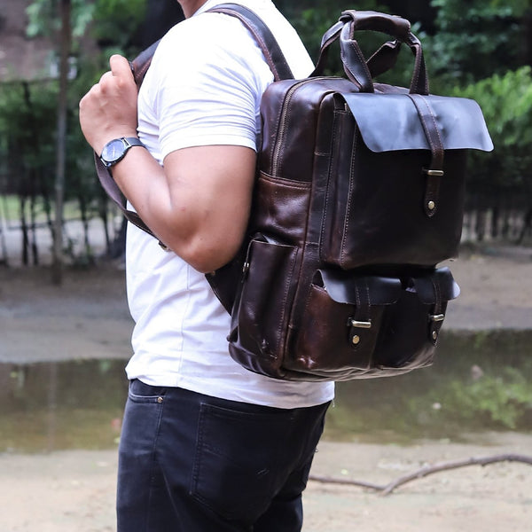Taj Signature Crunch Leather Backpack
