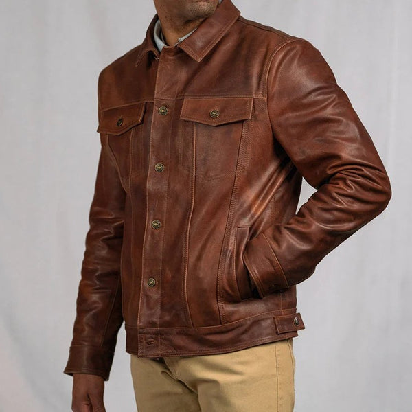 Taj Signature Denim Leather Biker Jacket Leather Jacket