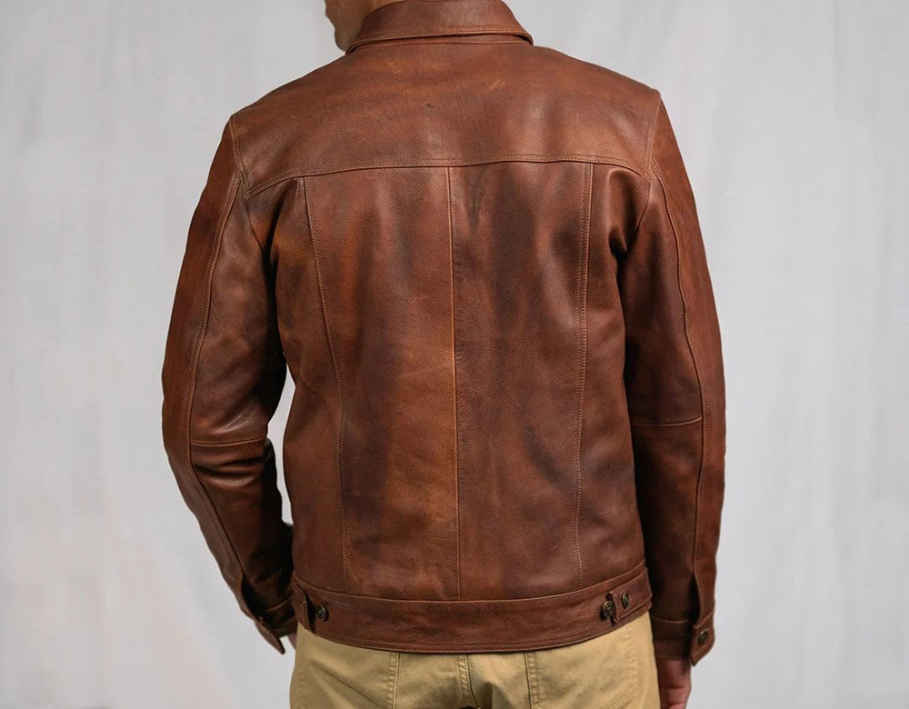 Taj Signature Denim Leather Biker Jacket Leather Jacket