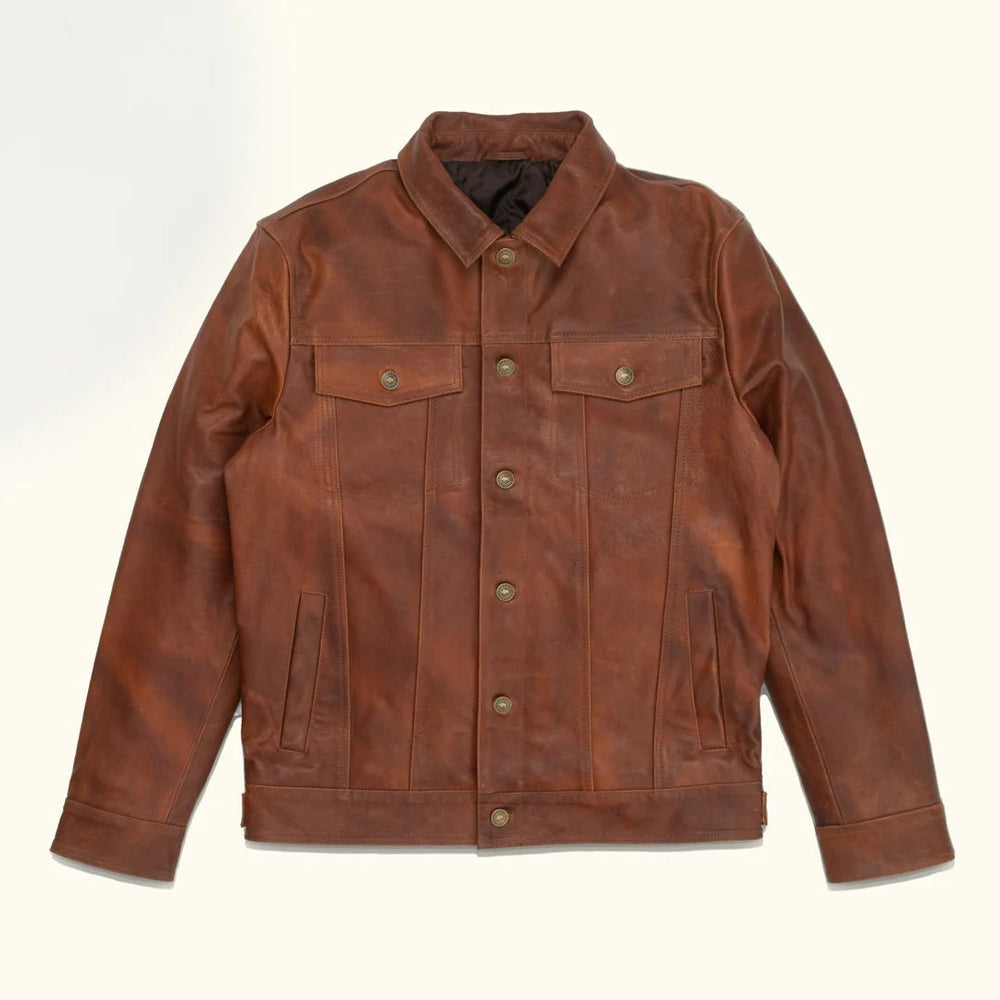 Taj Signature Denim Leather Biker Jacket Leather Jacket