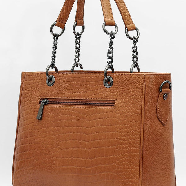 Taj Signature Elegant Leather Handbag with Chain Handles