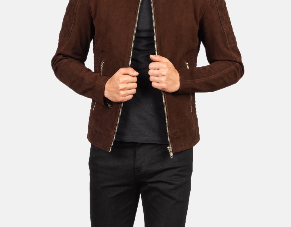 Taj Signature Fernando Quilted Suede Leather Biker Jacket Leather Jacket