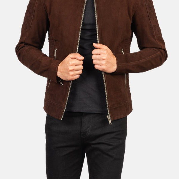 Taj Signature Fernando Quilted Suede Leather Biker Jacket Leather Jacket
