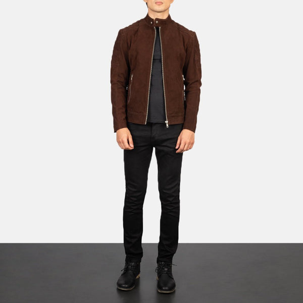 Taj Signature Fernando Quilted Suede Leather Biker Jacket Leather Jacket