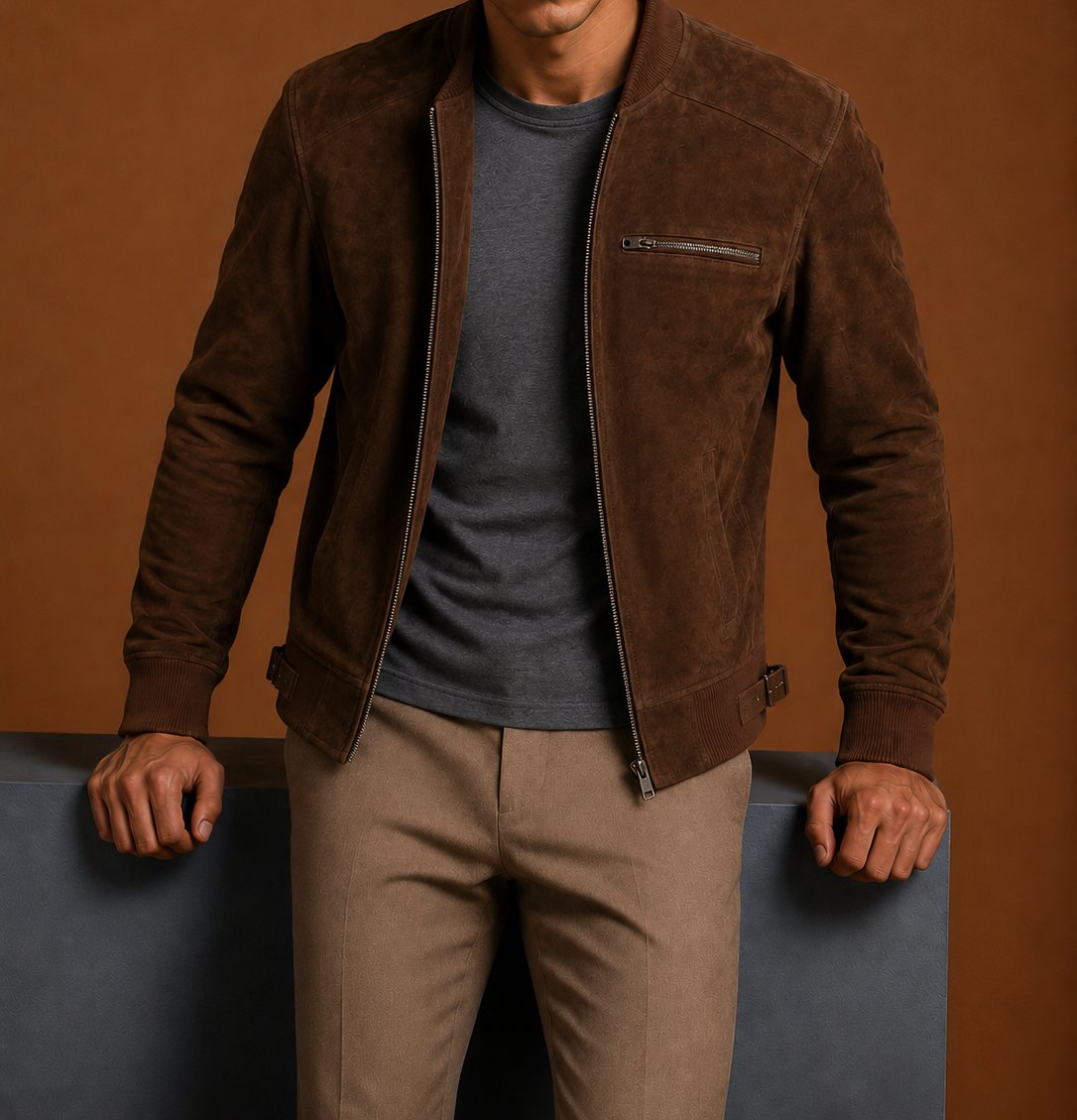 Taj Signature Formal Suede Bomber Jacket