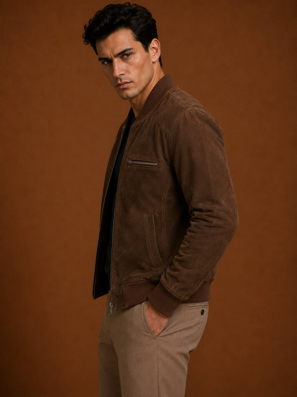 Taj Signature Formal Suede Bomber Jacket