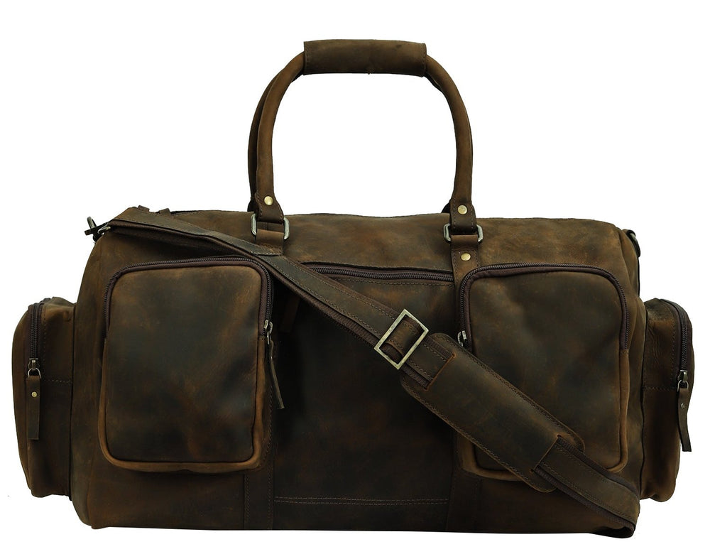 Taj Signature Handcrafted Crunch Leather Duffle Bag