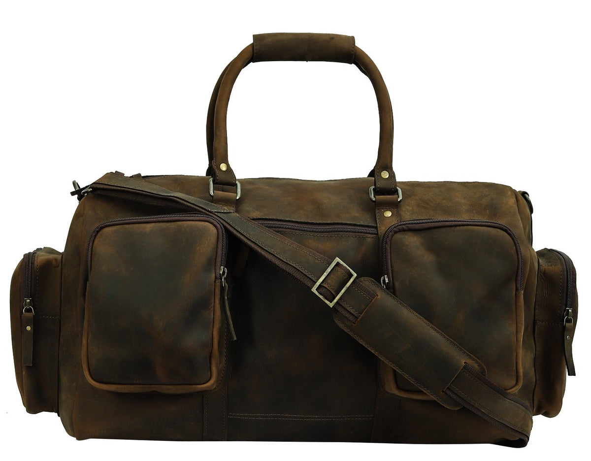 Taj Signature Handcrafted Crunch Leather Duffle Bag