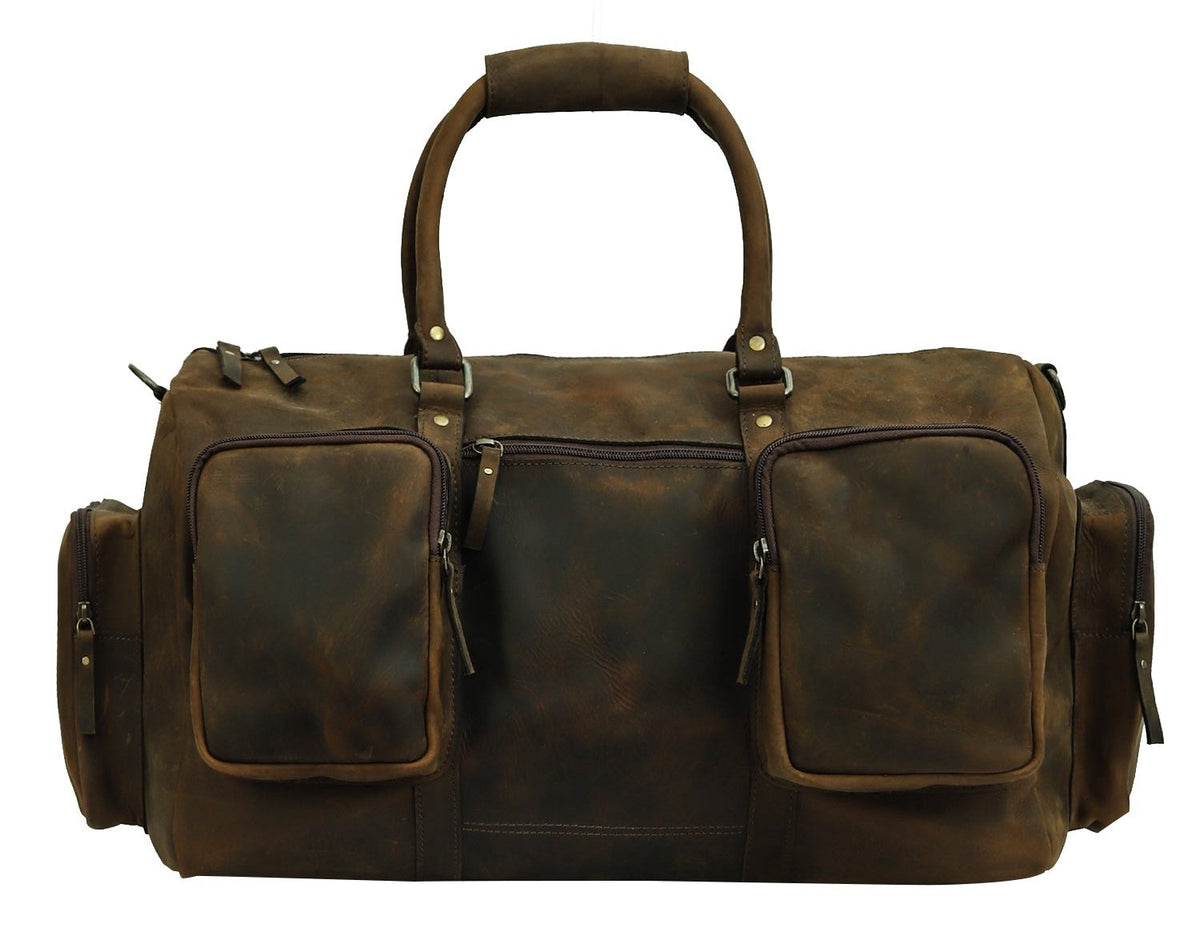 Taj Signature Handcrafted Crunch Leather Duffle Bag