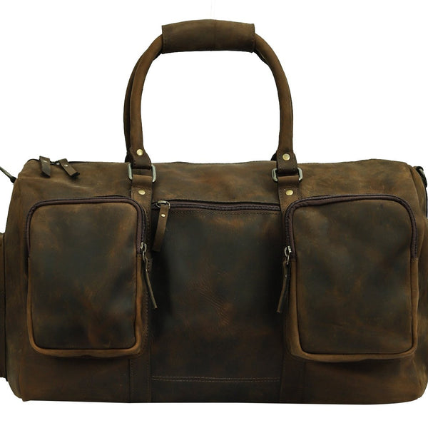 Taj Signature Handcrafted Crunch Leather Duffle Bag