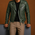 Taj Signature Lapel Leather Biker Jacket Leather Jacket