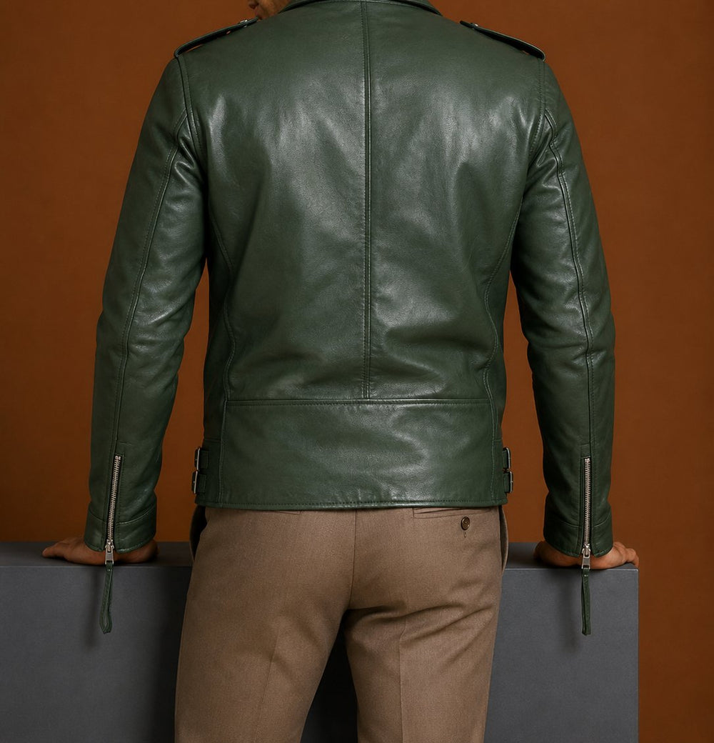 Taj Signature Lapel Leather Biker Jacket Leather Jacket