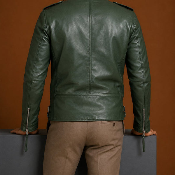 Taj Signature Lapel Leather Biker Jacket Leather Jacket