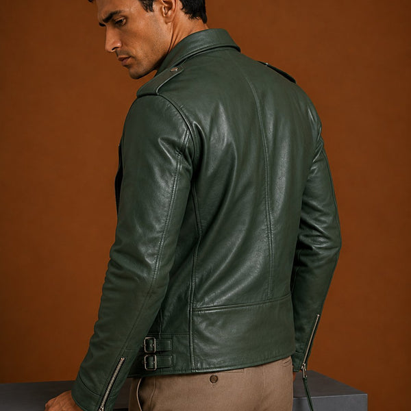 Taj Signature Lapel Leather Biker Jacket Leather Jacket