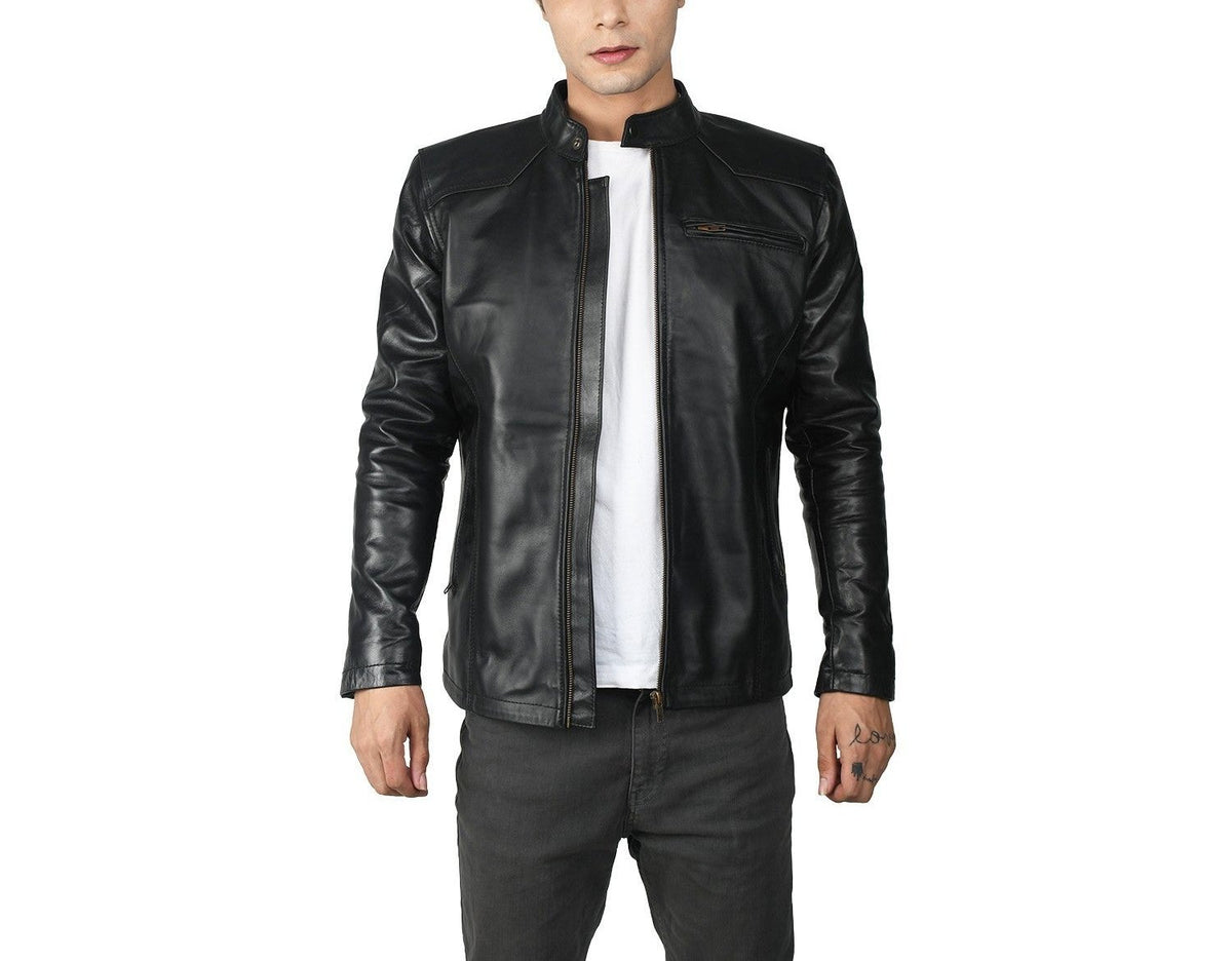 Taj Signature PAMTION BLACK JACKET Biker Leather Jacket